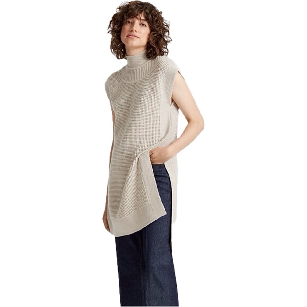 Club Monaco Merino Wool Tunic Sweater knit pullover turtleneck Oat beige XS